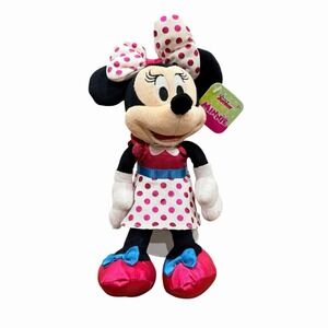 Disney Junior Minnie Mouse Plush Polka Dot Dress Just Play w/ Tags & Stand